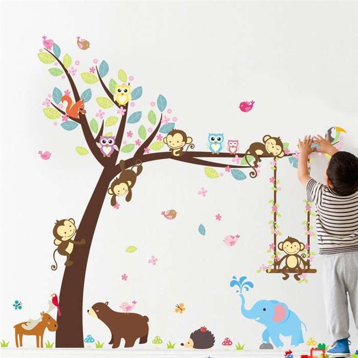 Swinging Monkey Wall Sticker Children's Room Kindergarten Environment Arrangement Removable Mural