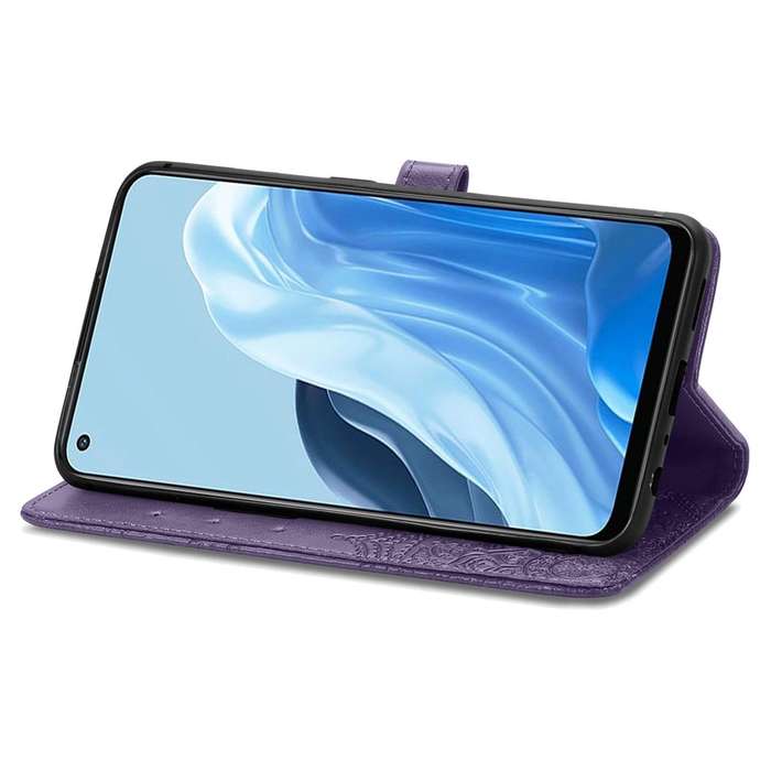 For OPPO Reno7 5G Mandala Flower Embossed Flip Leather Phone Case(Purple)