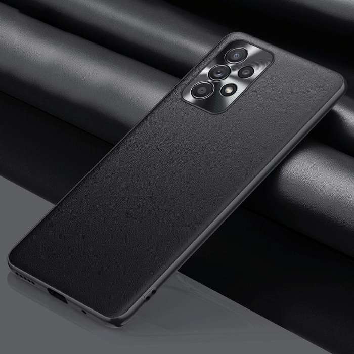 For Samsung Galaxy A73 Plain Skin Leather Phone Case(Black)