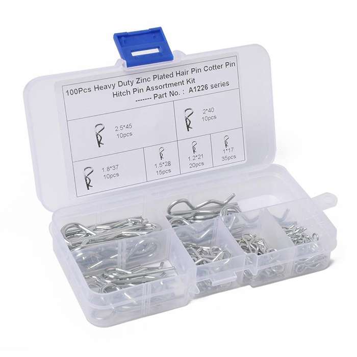 100 PCS Heavy Duty Zinc Plated Cotter R Tractor Clip Pin for Car / Boat / Garages