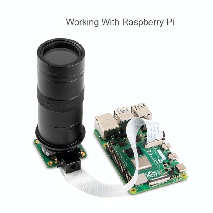 Waveshare 100X Industrial Microscope Lens, C/CS-Mount, for Raspberry Pi HQ Camera(24229)