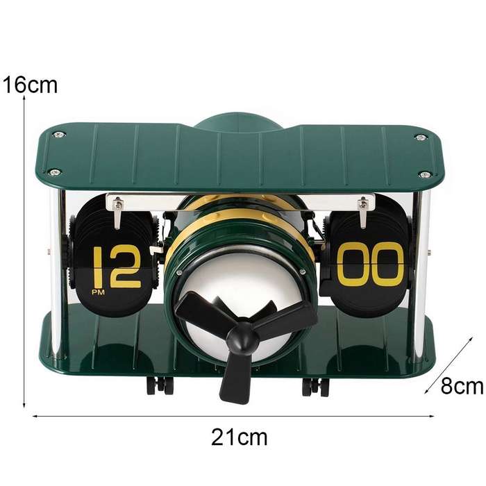 HY-F029 Airplane-shaped Retro Desktop Wall Hanging Decorative Flip Clock(Grey)