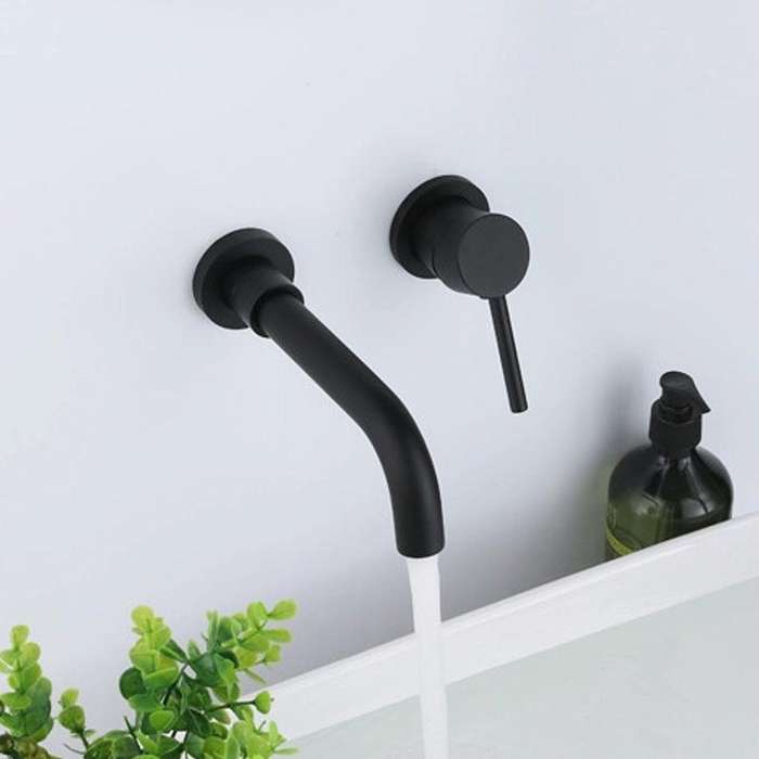In-wall Hidden Concealed Faucet Hot and Cold Copper Mixing Valve, Specification: Black Split