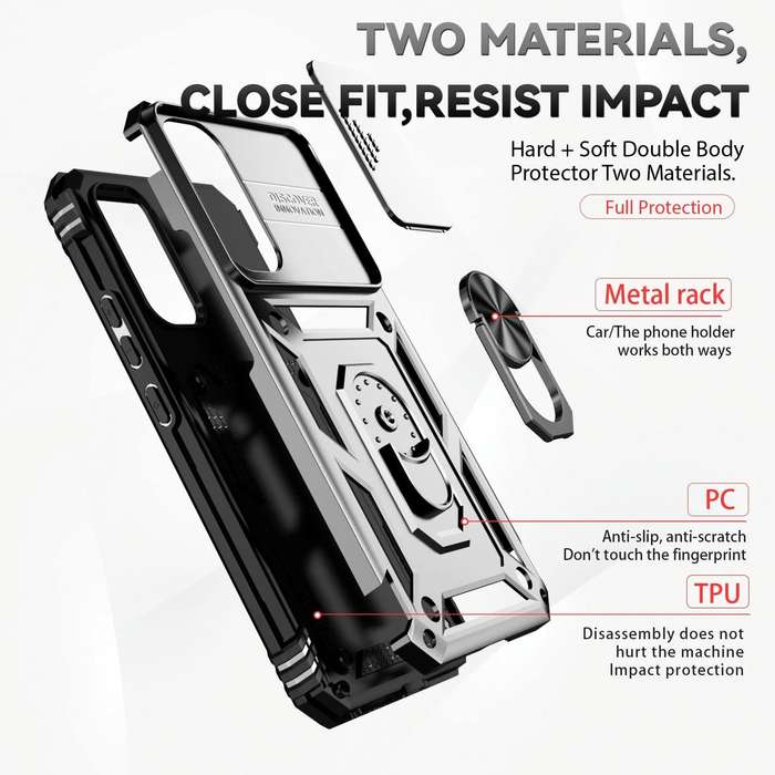For Samsung Galaxy A34 5G Sliding Camshield Holder Phone Case(Silver)