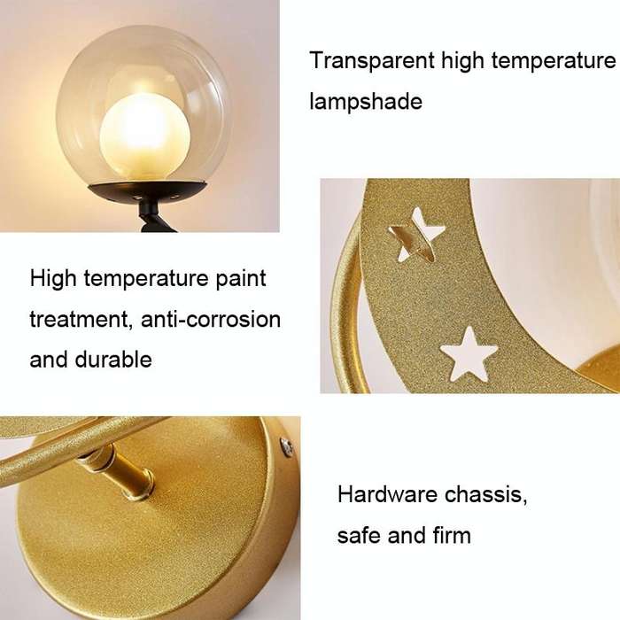 Bedroom Bedside Wall Lamp Indoor Background Wall Lamp 5W Warm Light(6080 Golden Left)