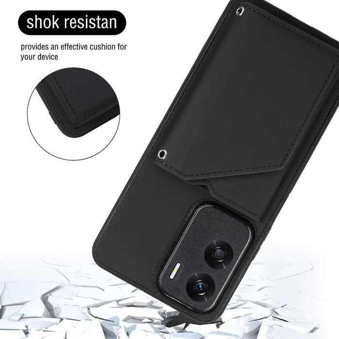 For Honor 90 Lite/X50i Skin Feel PU + TPU + PC Card Slots Phone Case(Black)