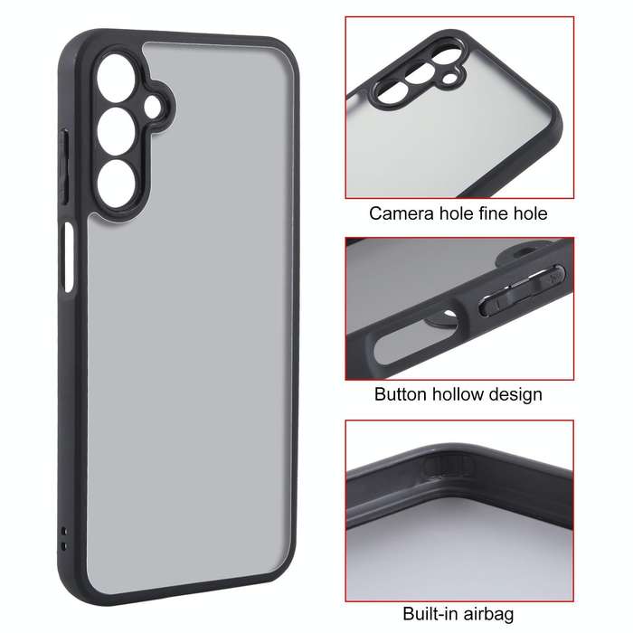 For Samsung Galaxy A15 Fine Pore Matte Black TPU + PC Phone Case