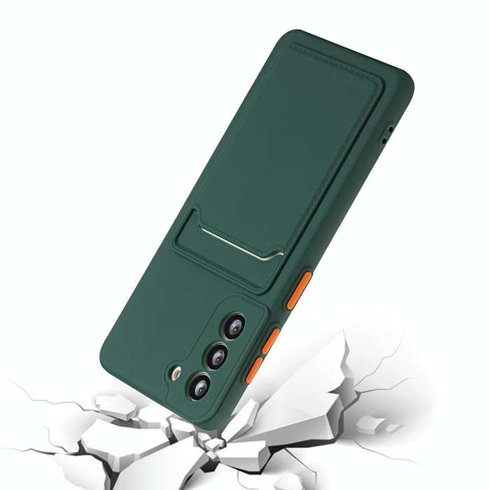 For Samsung Galaxy S21 5G Card Slot Design Shockproof TPU Protective Case(Dark Green)