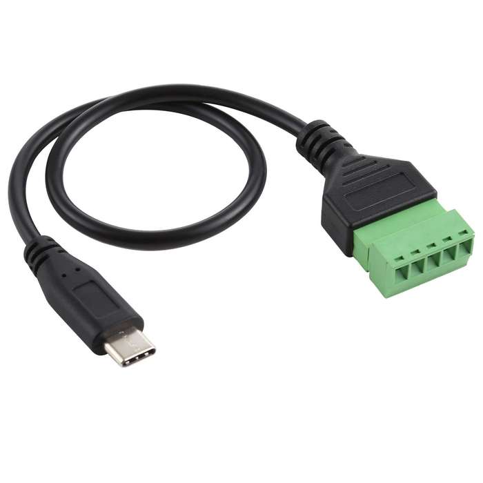 USB-C / Type-C Male to 5 Pin Pluggable Terminals Solder-free USB Connector Solderless Connection ...