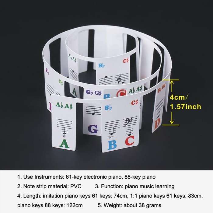 Children Beginner Piano Keyboard Color Stickers Musical Instrument Accessories, Style: Piano Keys...
