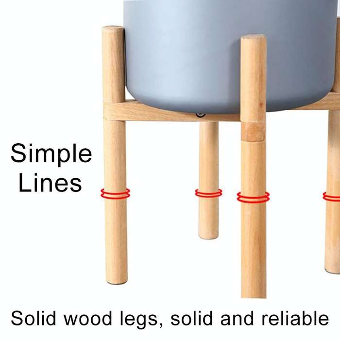 Flower Pot Set Solid Wood Flower Frame + PP Flower Pot(Grey)