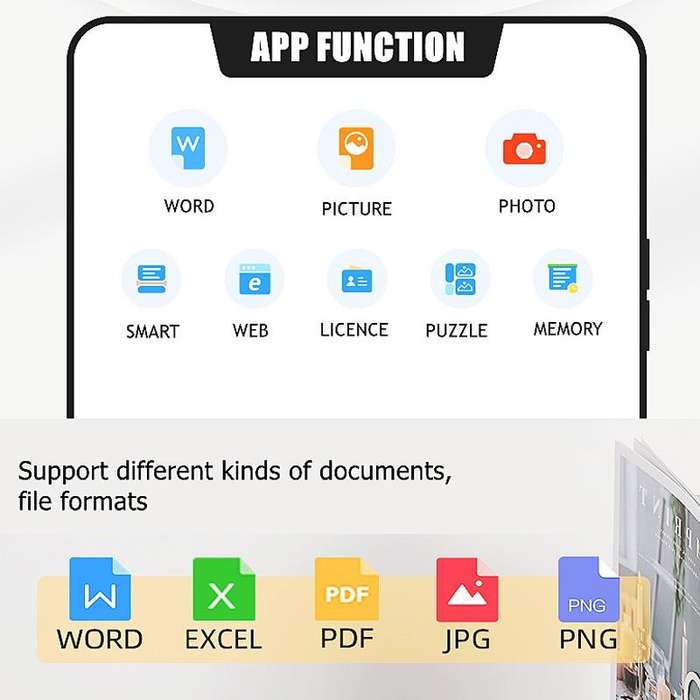 A4 Inkless Printer Home Mini Mobile Phone Bluetooth Job Thermal Printer With 50pcs Paper