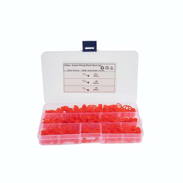 150 PCS M6 / M8 / M10 Polyethylene Plastic Dust Cover Cap Assortment Kits for Oil Grease Zerk Fit...