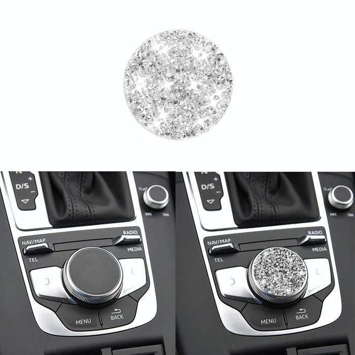 For Audi A3 / A4L 2014-2019 Car Central Control Knob Diamond Decoration Sticker, Left and Right D...