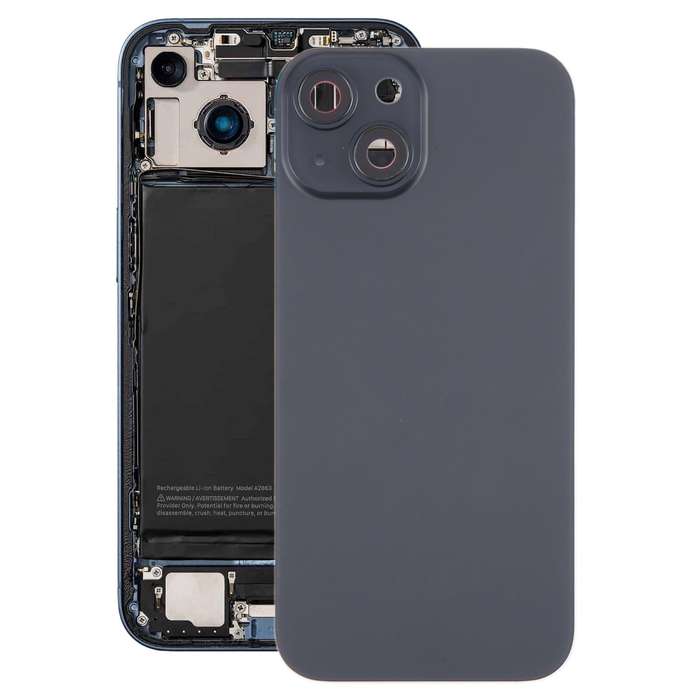 For iPhone 15 Plus Battery Back Cover with Camera Lens Cover + MagSafe Magnet(Black)