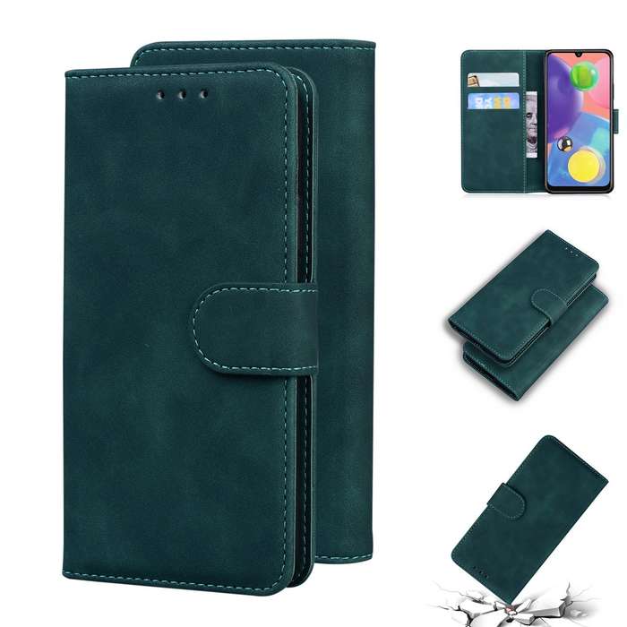 For Samsung Galaxy A70 / A70s Skin Feel Pure Color Flip Leather Phone Case(Green)