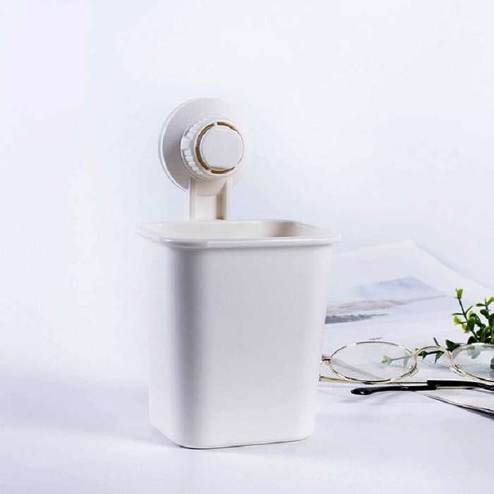 Suction Wall Toothpaste Toothbrush Holder Bathroom Shelf(White)