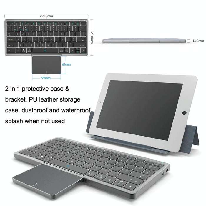 KF8700 78 Keys Hidden Touchpad Portable Tablet Computer Wireless Bluetooth Keypad With PU Leather...