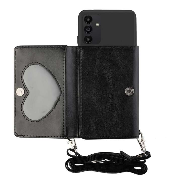 For Samsung Galaxy A34 5G Crossbody Lanyard Wallet Card Bag Phone Case(Black)