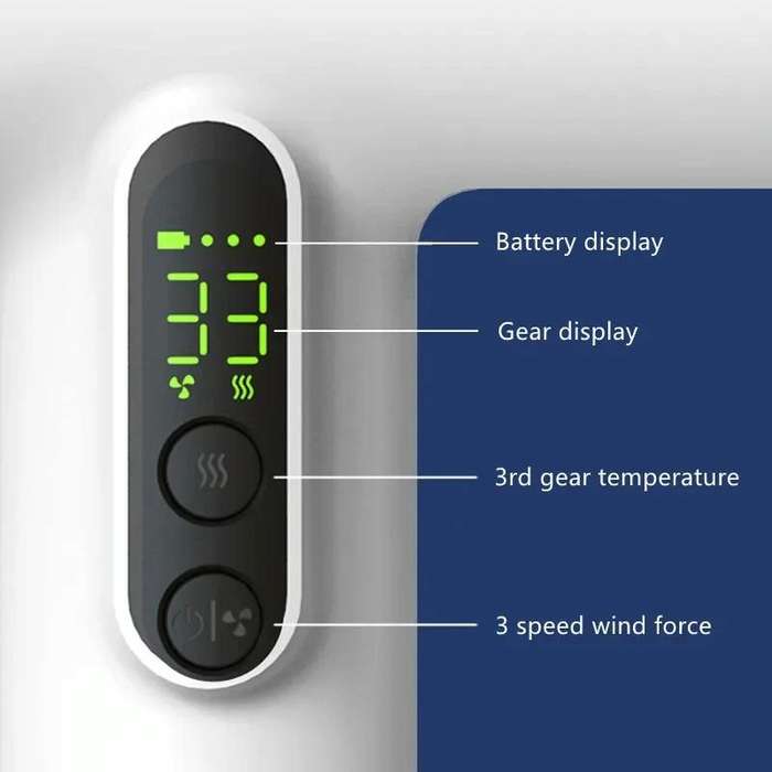 Wireless Rechargeable Hair Dryer with 3 Levels Wind Speed/ Temperature Adjustable(White)
