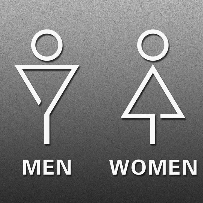 19 x 14cm Personalized Restroom Sign WC Sign Toilet Sign,Style: Triangle-Porcelain White Separate