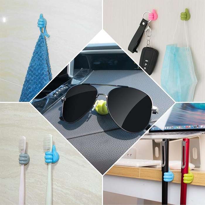 10 PCS Non-punching And Non-marking Adhesive Thumb Hook Cable Organizer(White)