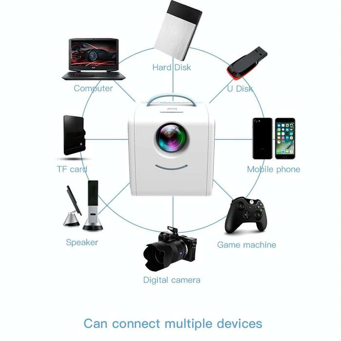 Q2 LED 1080P Mini Portable Projector Children Projector, Plug Type:UK Plug(Pink White)