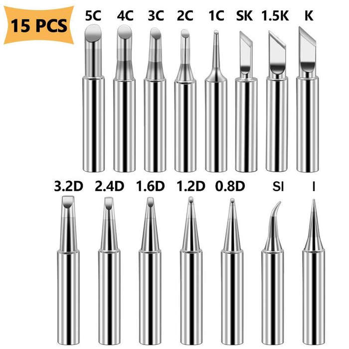 15 PCS / Set Soldering Tips 936 Soldering Station Pure Copper Soldering Iron Tips Lead-Free Solde...