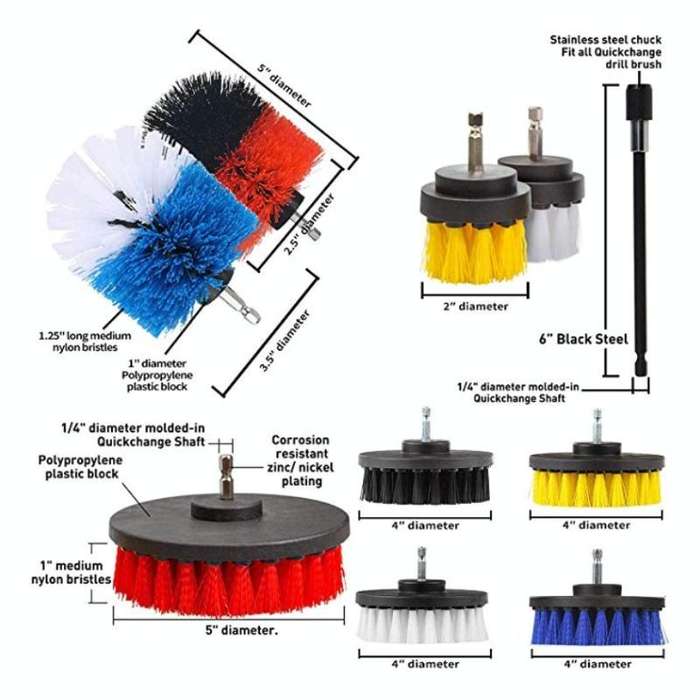 31pcs/set Electric Drill Brush Kitchen Bathroom Wall Cleaning Set(Yellow)