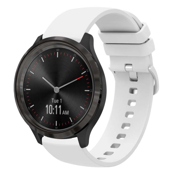 For Garmin Vivomove 3 20mm Solid Color Soft Silicone Watch Band(White)