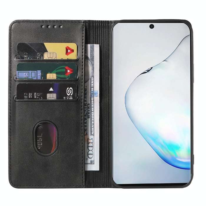 For Samsung Galaxy Note10+ Magnetic Closure Leather Phone Case(Black)