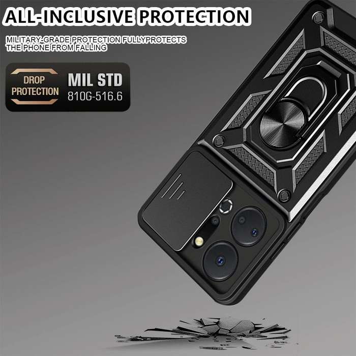 For Honor X7a 5G Sliding Camera Cover Design TPU+PC Phone Case(Black)