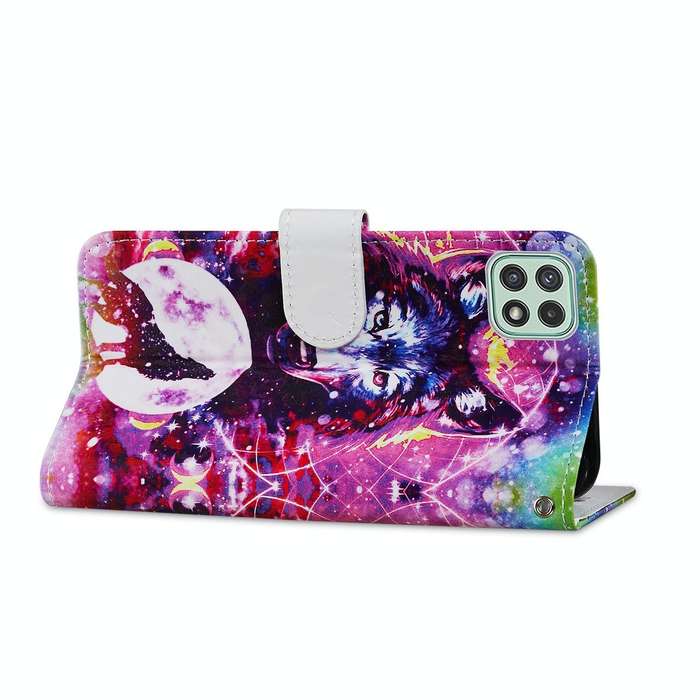 For Samsung Galaxy A22 5G Painted Pattern Horizontal Flip Leather Case with Holder & Card Slots &...