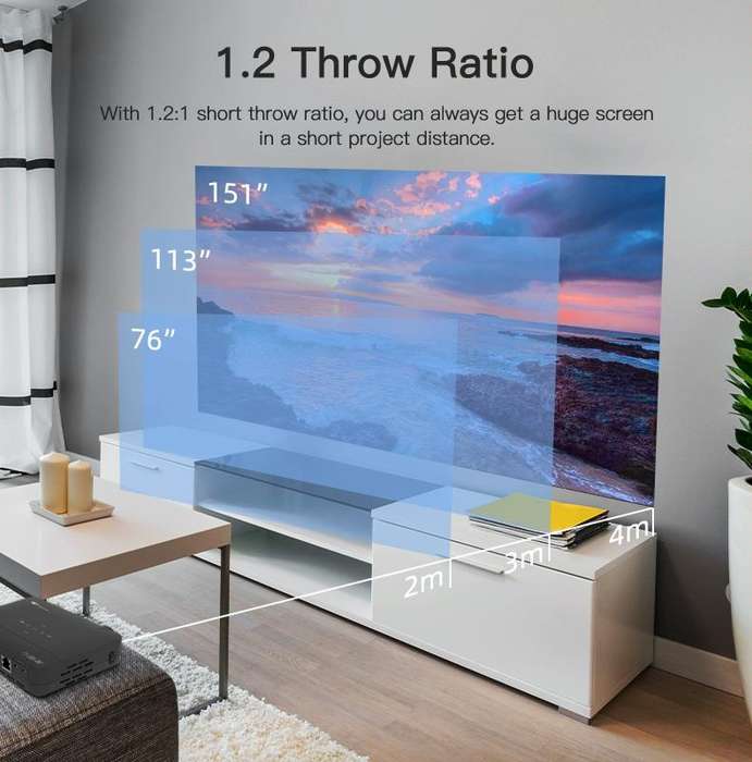 WOWOTO H10S TIDLP DMD 0.45 inch 1280 x 800 4K 500ANSI RGB LED Smart Projector(UK Plug)