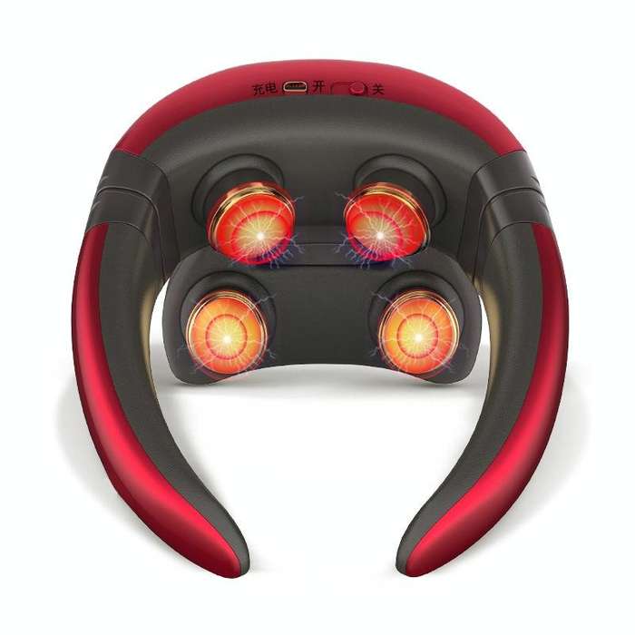 Four-head Shoulder and Neck Massager Pulse Neck Protector(Red)