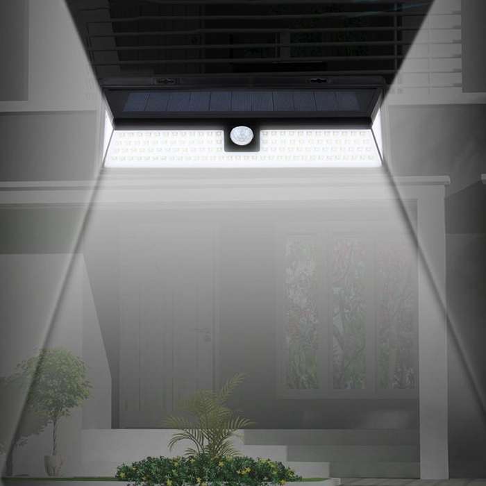 TG-TY00401 118 LED Solar 3-Sides Floodlit Motion Sensing Wall Light Outdoor Garden Corridor Stree...