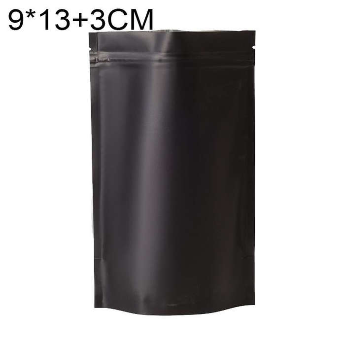 100 PCS/Set Matte Aluminum Foil Snack Stand-up Pouch, Size:9x13+3cm(Black)