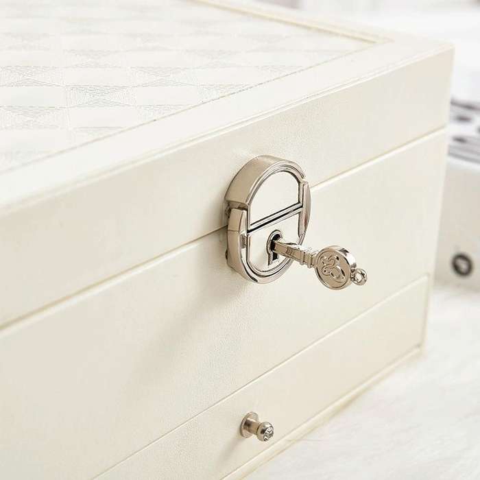 Multi-Function Storage Box Leather Jewelry Box Multi-Layer Large-Capacity Jewelry Organizer(Black)