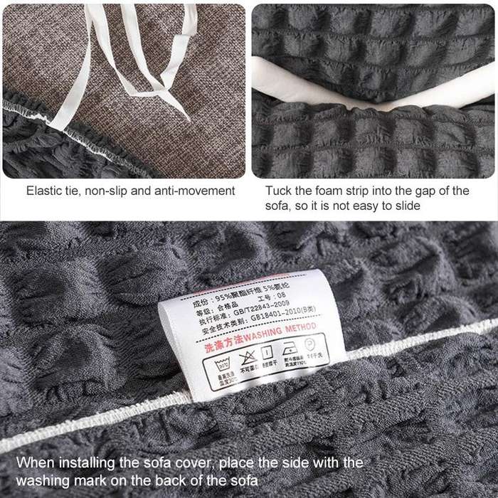 Living Room Stretch Full Coverage Skirt Style Sofa Cover, Size: Double M 145-185cm(Dark Grey Midd...