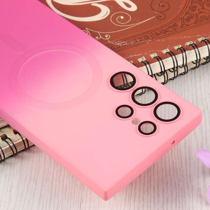For Samsung Galaxy S23 Ultra 5G Liquid TPU Silicone Gradient MagSafe Phone Case(Pink Red)