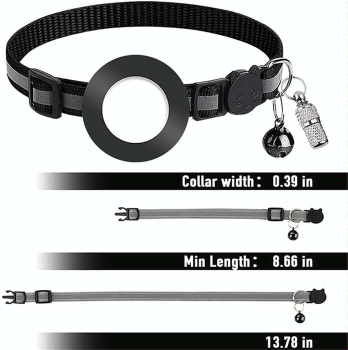 Pet Anti Lost Address Pendant Collar with Bell for Airtag(Blue)