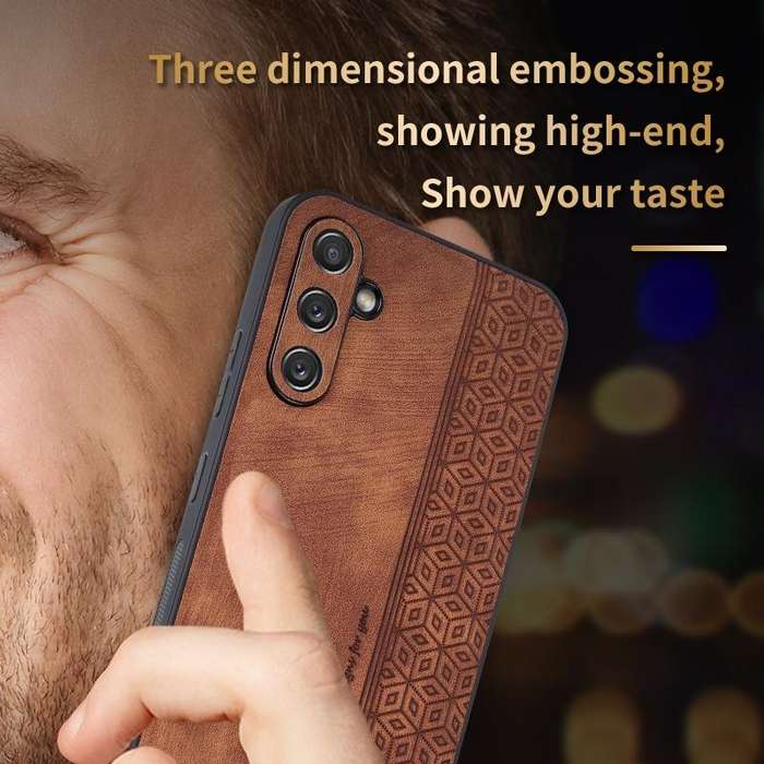 For Samsung Galaxy A54 5G AZNS 3D Embossed Skin Feel Phone Case(Brown)