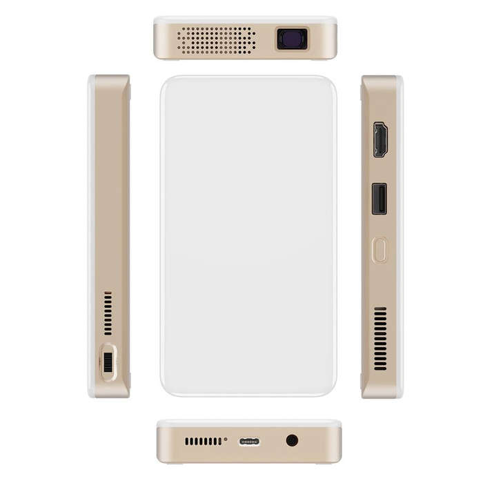 S90 DLP Android 9.0 1GB+8GB 4K Mini WiFi Smart Projector, Power Plug:AU Plug(White)
