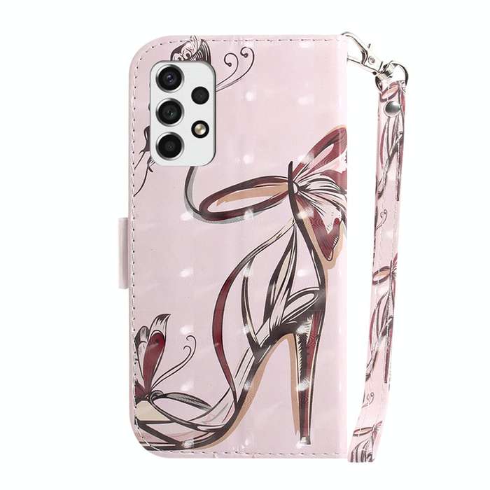 For Samsung Galaxy A53 5G 3D Colored Horizontal Flip Leather Phone Case(Butterfly High-heeled)