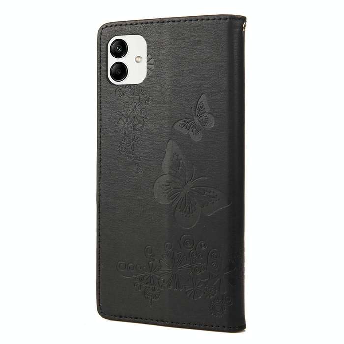 For Samsung Galaxy A04 Butterfly Embossed Horizontal Flip Leather Phone Case(Black)