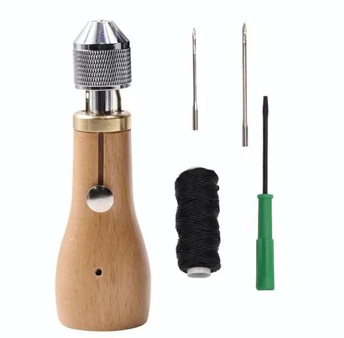Leather Hand Seam Sewing Machine DIY Leather Carving Stitching Tool Device(A)