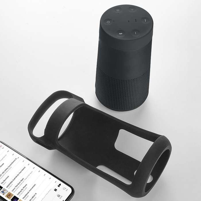For Bose SoundLink Revolve Bluetooth Speaker Silicone Protective Cover Portable Carrying Bag(Black)