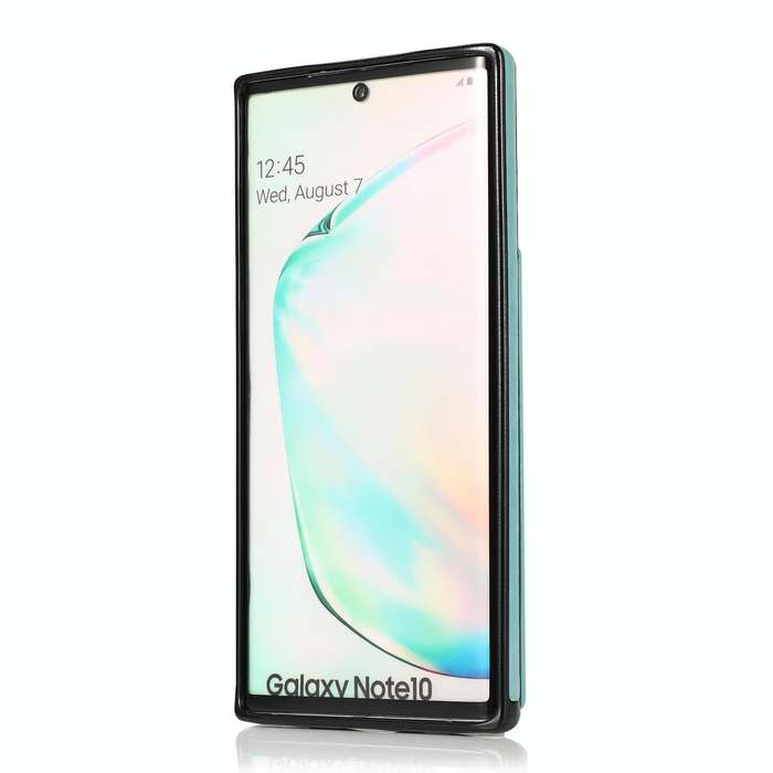 For Samsung Galaxy Note10 Solid Color PC + TPU Protective Case with Holder & Card Slots(Green)
