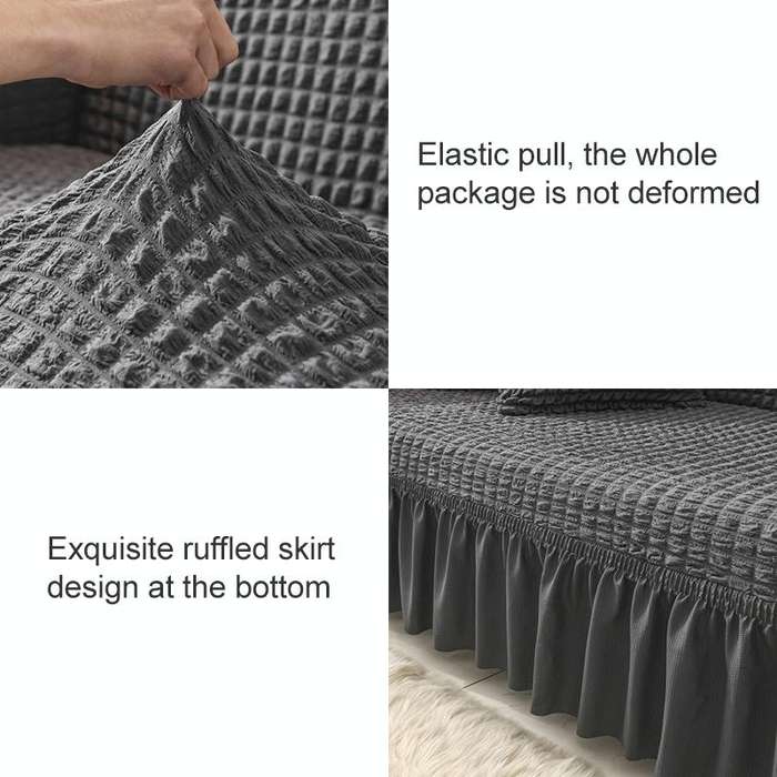 Living Room Stretch Full Coverage Skirt Style Sofa Cover, Size: Double M 145-185cm(One-color Must...