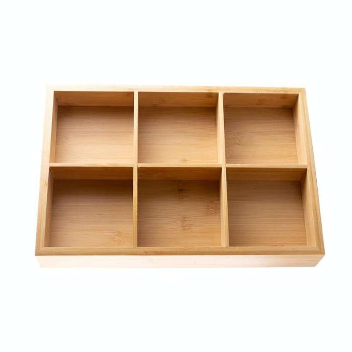 Bamboo Dried Food Box Compartment Candy Box Snack Storage Box, Specification: 6 Grids